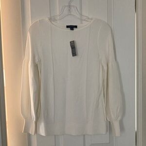 Ann Taylor Cream Balloon Sleeve Knit Top, size -SP, machine washable